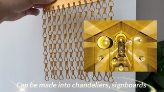 Rideau à double crochet en métal jaune, images réelles