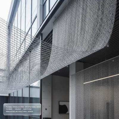 Maillage architectural en acier inoxydable flexible idéal pour les façades, les plafonds, les cloisons et les solutions de conception architecturale innovantes